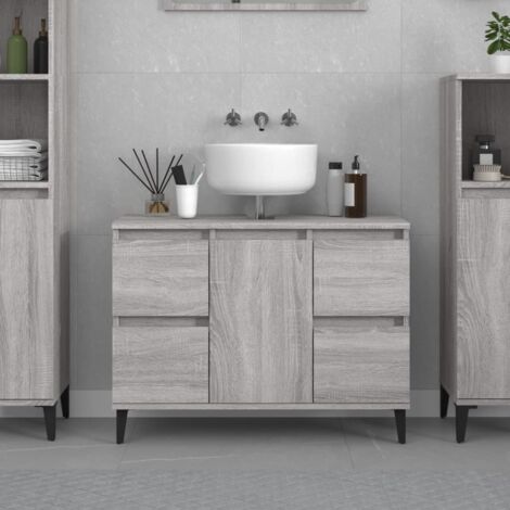 Meuble d'évier sonoma gris 80x33x60 cm bois d'ingénierie vidaXL