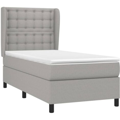 Sommier à lattes de lit avec matelas Gris clair 90x200 cm Tissu vidaXL (1/5)