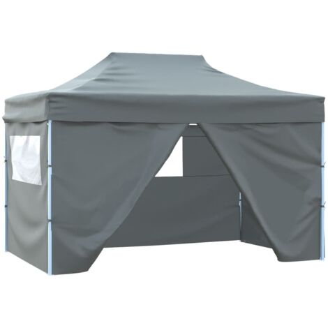 Vidaxl – Tente de réception pliante 3x4 m – Acier thermolaqué antirouille – Toit Oxford 600D résistant aux UV et à l'eau – 4 parois avec fenêtres