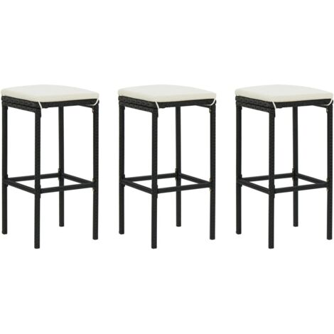 Tabourets de bar avec coussins lot de 3 noir résine tressée vidaXL (1/5)