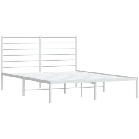 Cadre de lit métal sans matelas et tête de lit blanc 160x200 cm vidaXL (1/5)