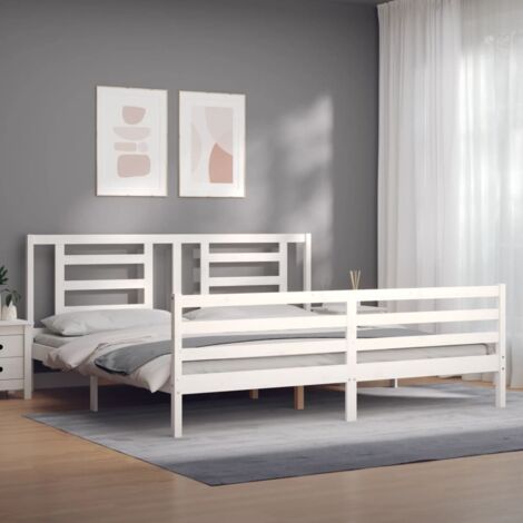 Cadre de lit sans matelas blanc 200x200 cm bois massif vidaXL (1/5)