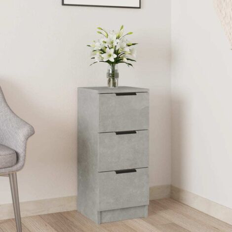 Vidaxl – Buffet gris béton 30x30x70 cm – Bois d'ingénierie – 3 tiroirs pour rangement – Design épuré pour décoration intérieure (1/6)