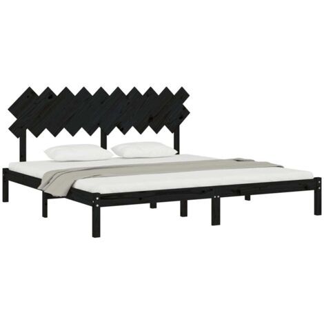 Cadre de lit sans matelas noir 200x200 cm bois massif vidaXL (1/5)