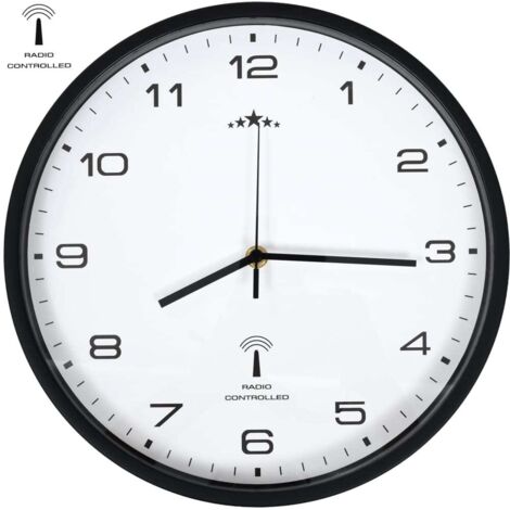 Vidaxl – Horloge murale radioguidée 31 cm – Cadran blanc avec chiffres noirs – Matériau PP et verre – Épaisseur 4,3 cm