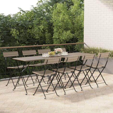 vidaXL Chaises de bistrot pliantes lot de 8 Gris Résine tressée acier (1/5)