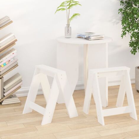 Tabourets lot de 2 blanc 40x40x45 cm bois massif de pin vidaXL (1/6)