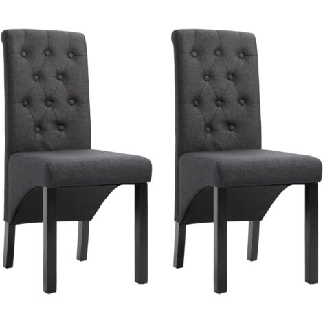 vidaXL Dining Chairs 2 pcs Dark Grey Fabric (1/5)