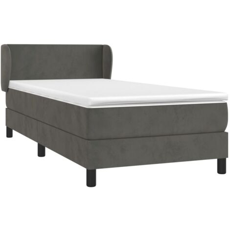 Sommier à lattes de lit et matelas Gris foncé 90x190 cm Velours vidaXL (1/5)