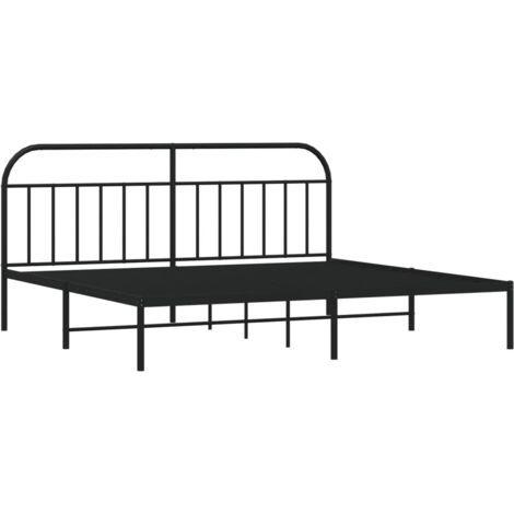 Cadre de lit métal sans matelas avec tête de lit noir 200x200cm vidaXL (1/5)