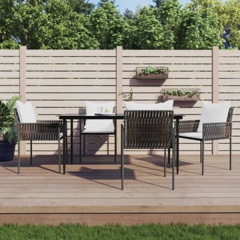 Ensemble à manger de jardin 5 pcs coussins résine tressée acier vidaXL (1/5)