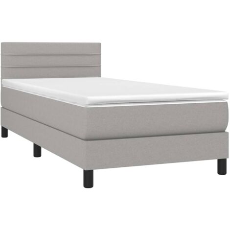 Sommier à lattes de lit avec matelas Gris clair 90x200 cm Tissu vidaXL (1/5)
