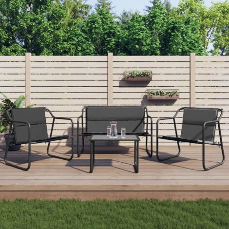 Salon de jardin avec coussins 4 pcs anthracite acier vidaXL (1/5)