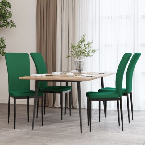 Chaises à manger lot de 4 Vert foncé Velours vidaXL (1/5)