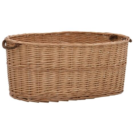 Vidaxl – Panier à bois de chauffage en saule naturel – 78x54x34 cm – 2 poignées en corde – Construction robuste pour rangement foyer