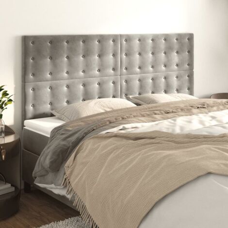 Tête de lit Gris clair 160x5x118/128 cm Velours vidaXL (1/5)