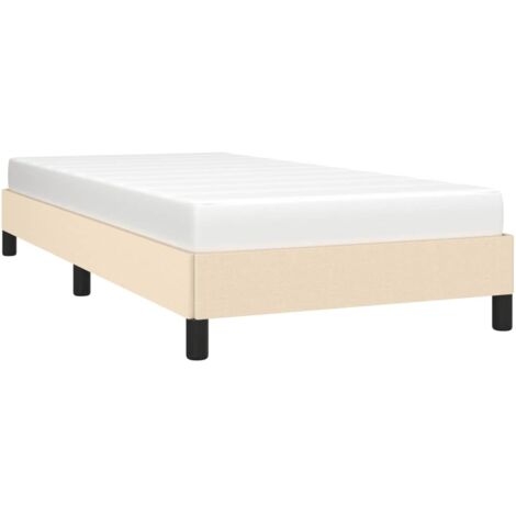 Vidaxl – Cadre de lit crème 90x200 cm – Tissu polyester durable – Pieds robustes – Lattes en contreplaqué pour confort optimal (1/5)