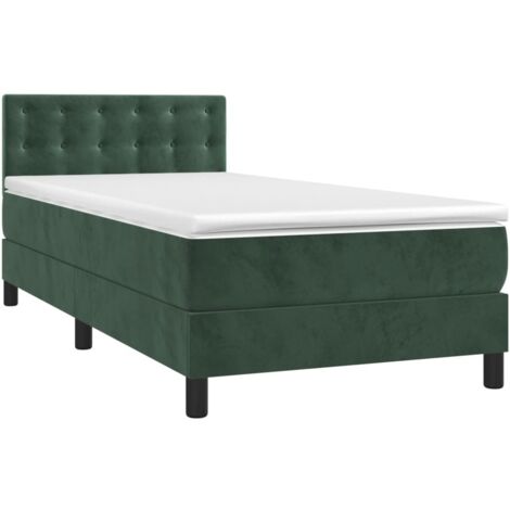 Sommier à lattes de lit avec matelas Vert foncé 90x200 cm vidaXL (1/5)