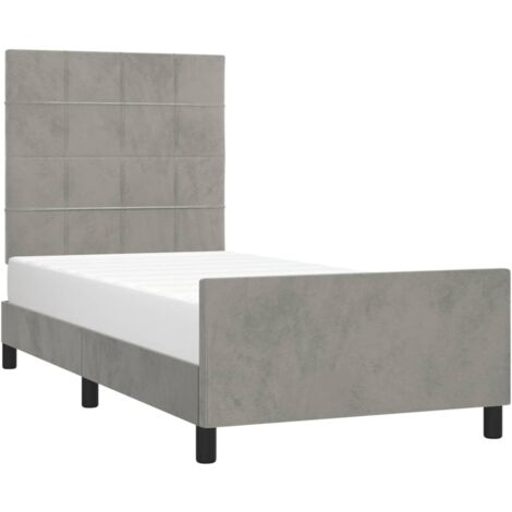 Cadre de lit avec tête de lit Gris clair 90x190 cm Velours (1/5)