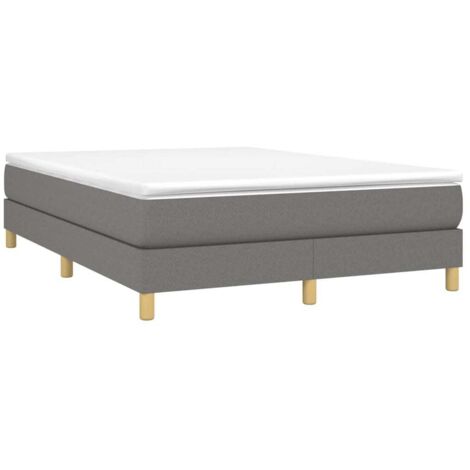 Sommier à lattes de lit avec matelas Gris foncé 140x190cm Tissu vidaXL (1/5)