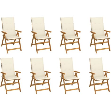 vidaXL Chaises pliables de jardin avec coussins lot de 8 Bois d'acacia
