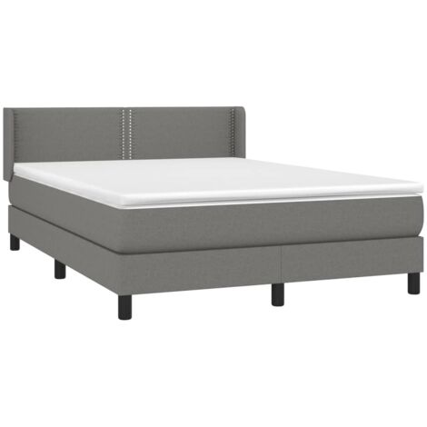 Sommier à lattes de lit avec matelas Gris foncé 140x190cm Tissu (1/5)