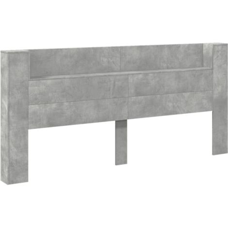 Vidaxl – Tête de lit avec LED gris béton 220x16,5x103,5 cm – Bois d'ingénierie durable – Éclairage RVB personnalisable – Grand espace de rangement