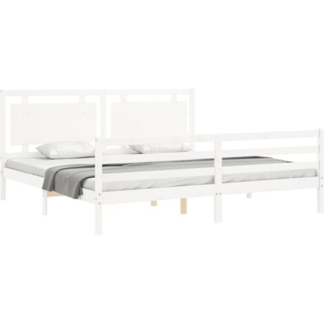 Cadre de lit sans matelas blanc 200x200 cm bois massif vidaXL (1/5)