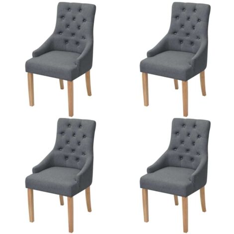 Chaises à manger lot de 4 gris foncé tissu vidaXL (1/5)