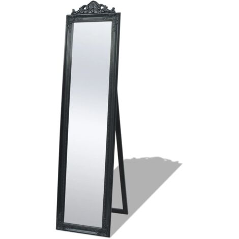 Vidaxl – Miroir sur pied baroque 160x40 cm noir – Cadre en bois orné – Élégance pour couloir, chambre ou dressing