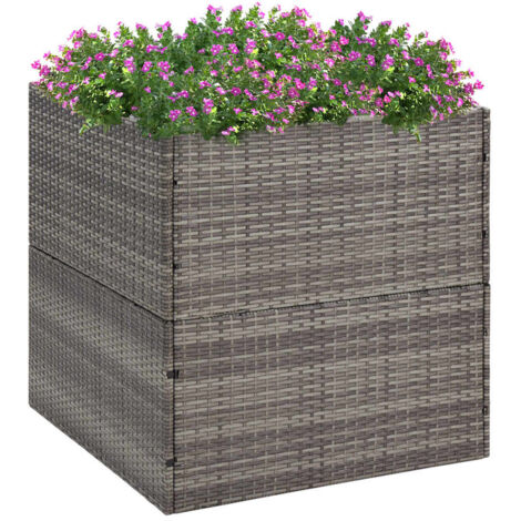 Jardinière Gris 80x80x80 cm Résine tressée vidaXL