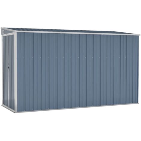 Vidaxl – Abri de jardin mural métal gris 118x288x178 cm – Acier galvanisé – Portes à double ouverture – Résistant aux intempéries