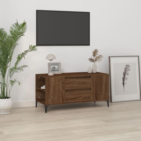 vidaXL TV Cabinet Brown Oak 102x44,5x50 cm Engineered Wood (1/5)