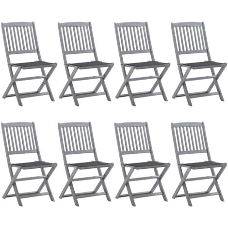 vidaXL Folding Chairs 8 pcs with Cushions Solid Acacia Wood
