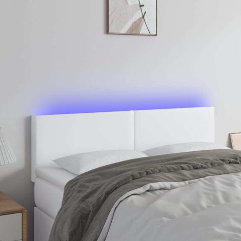 Vidaxl – Tête de lit à LED blanche 144x5x78/88 cm – Similicuir durable – Mousse de remplissage – Installation facile – Pour soutien du dos (1/6)