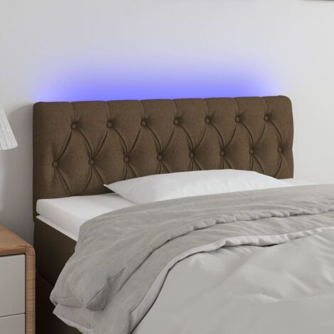 Tête de lit à LED Marron foncé 90x7x78/88 cm Tissu vidaXL (1/5)
