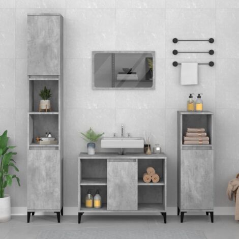 Meuble d'évier gris béton 80x33x60 cm bois d'ingénierie vidaXL (1/5)