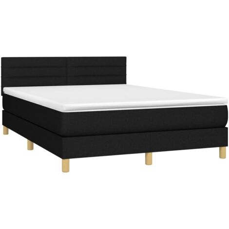 Lit à sommier tapissier avec matelas Noir 140x200 cm Tissu (1/5)