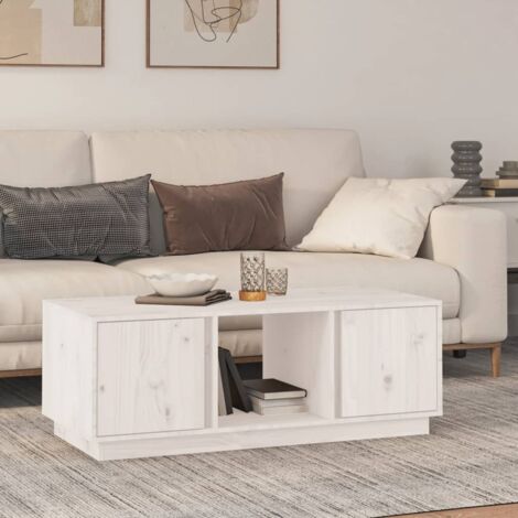 Table basse Blanc 110x50x40 cm Bois massif de pin vidaXL (1/5)
