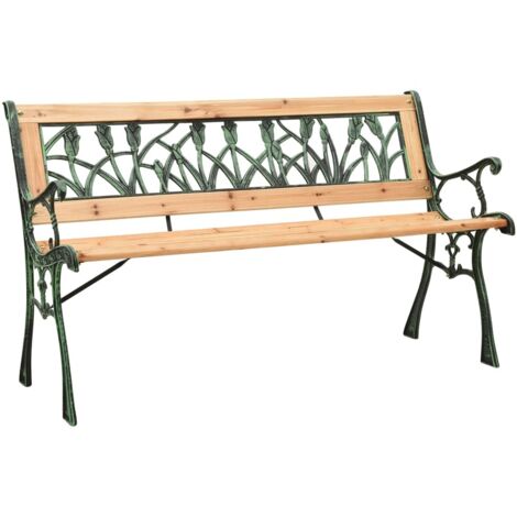 Vidaxl – Banc de jardin 122 cm en bois de sapin massif et fonte – Dossier décoratif en PVC – Charge max 110 kg – Design nostalgique