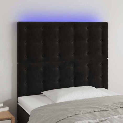 Tête de lit à LED Noir 90x5x118/128 cm Velours vidaXL (1/5)
