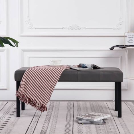 281309  Bench 106 cm Grey Faux Leather vidaXL