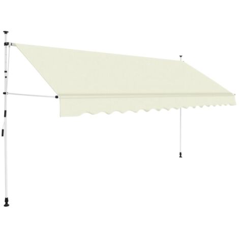 Vidaxl – Auvent manuel rétractable 350 cm crème – Résistant aux UV et intempéries – Tissu polyester avec revêtement PU – Projection 120 cm - vidaXL717992 (1/6)