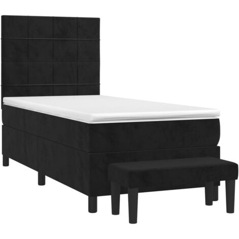 Lit à sommier tapissier avec matelas Noir 90x190 cm Velours (1/5)
