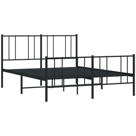 Cadre de lit métal sans matelas avec pied de lit noir 120x190cm vidaXL (1/5)
