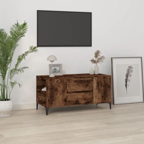 vidaXL TV Cabinet Smoked Oak 102x44,5x50 cm Engineered Wood (1/5)