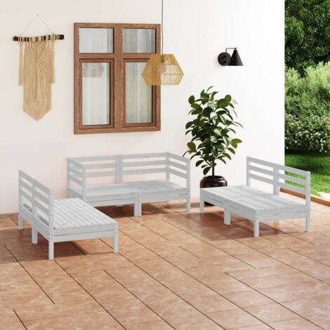 Salon de jardin 6 pcs Blanc Bois de pin massif vidaXL (1/5)