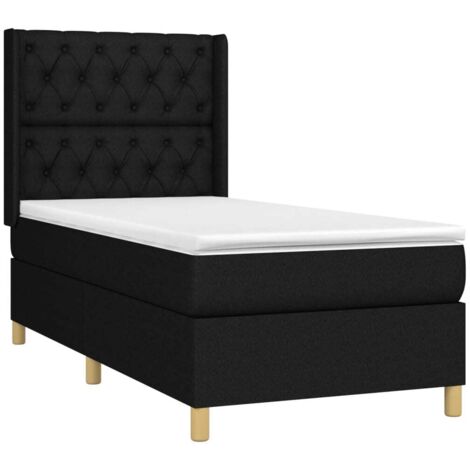 Lit à sommier tapissier et matelas Noir 80x200 cm Tissu (1/5)
