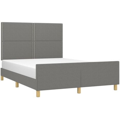 Cadre de lit sans matelas gris foncé 140x190 cm tissu vidaXL (1/5)