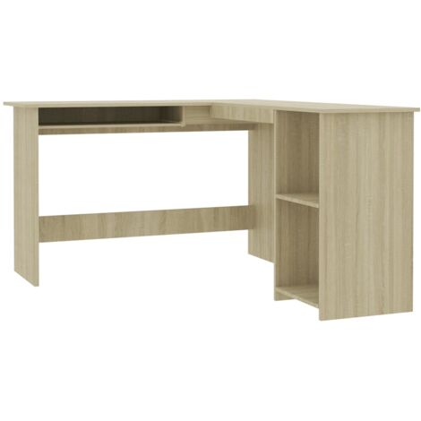 Vidaxl – Bureau d'angle en L 120x140 cm chêne sonoma – Bois d'ingénierie – Avec plateau coulissant et 2 étagères ouvertes